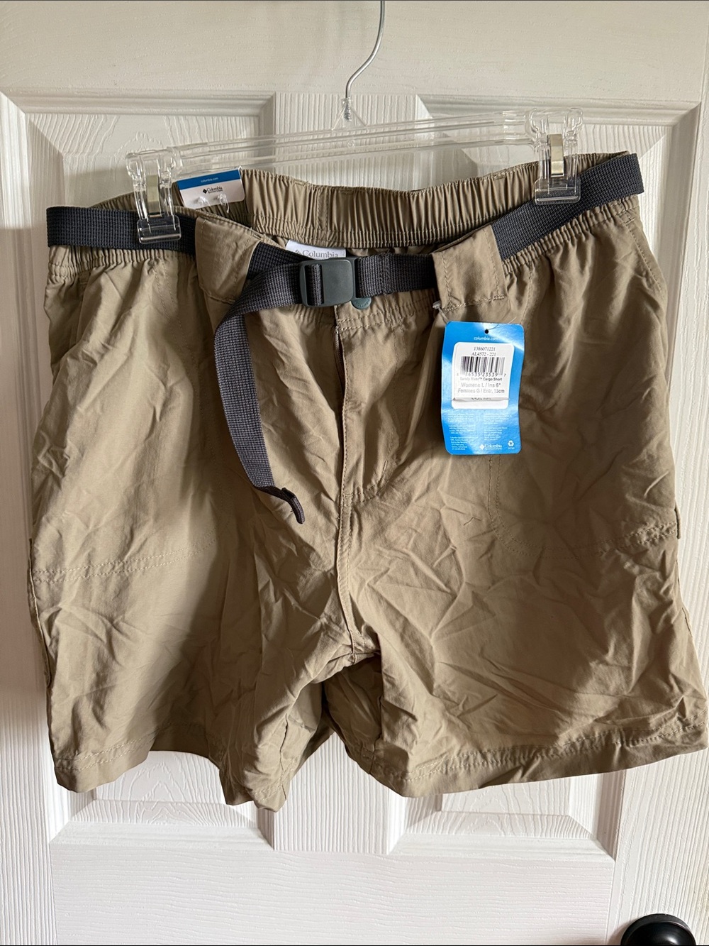 Columbia Women’s Shorts in Khaki with Dark Gray Webbing Belt